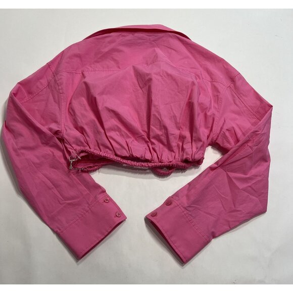 Zara Long Sleeve Crop Top with Body Chain in Pink - Picture 5 of 5